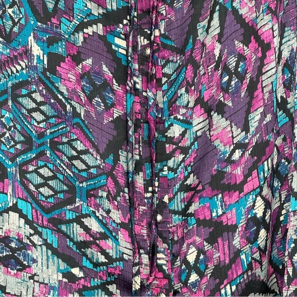 New Directions 2X Shirt Top Purple Button Up 3/4 Sleeve Keyhole Scoop Neck - Picture 2 of 6